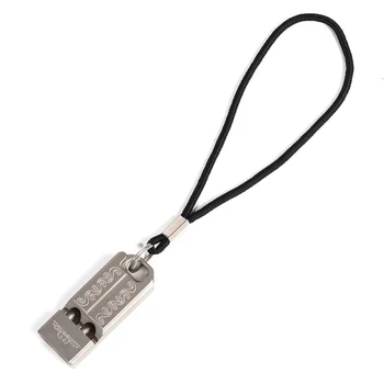 

Outdoor Camping Double Tube Whistle Titanium Alloy Whistle Pendant Camping Emergency Survival Whistle With Lanyard