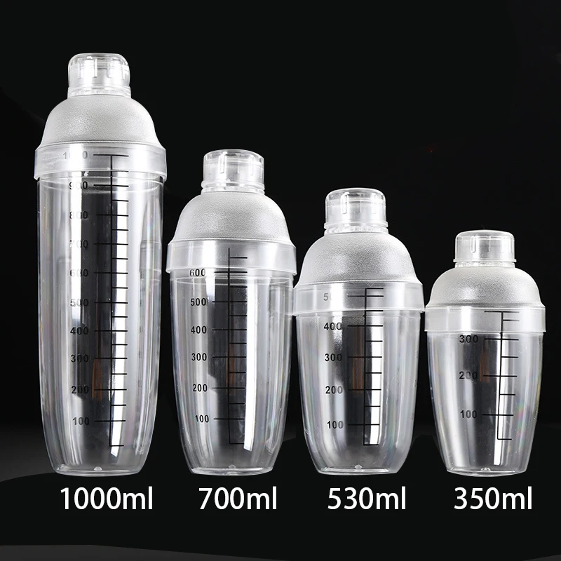 Mixer Cup, 1000Ml Hand Shake Cup Cocktail Shaker Transparent Mixer Cup Clear  Bar Shaker Wine Milk Tea Shaker Cup With Scale (White) 
