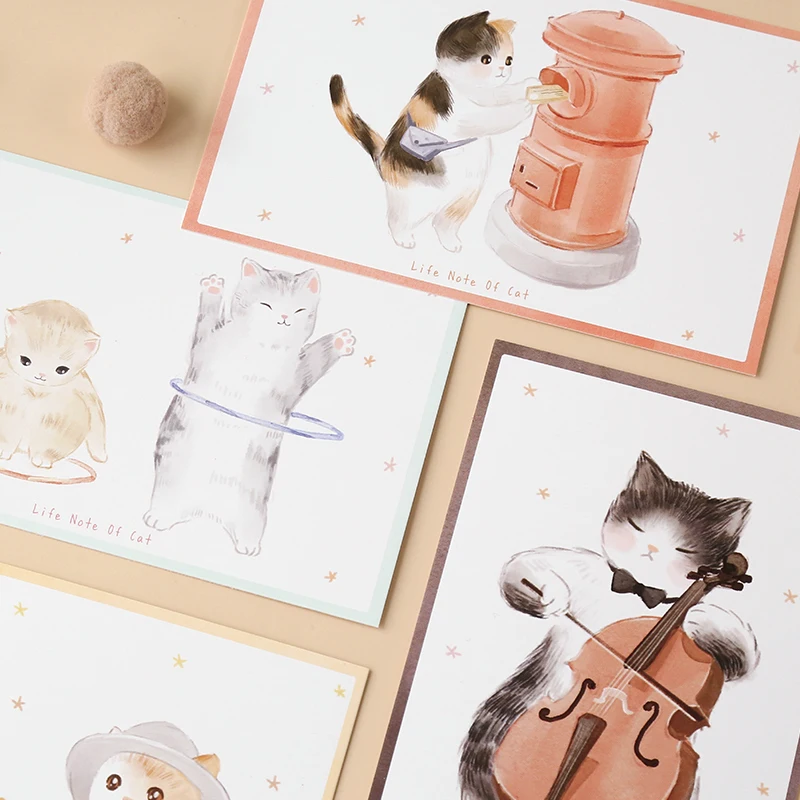 30 Pcs/Set Cat's Life Confession Postcard DIY Cartoon Kitten Greeting Cards Message Card Journal Decoration mini greeting cards