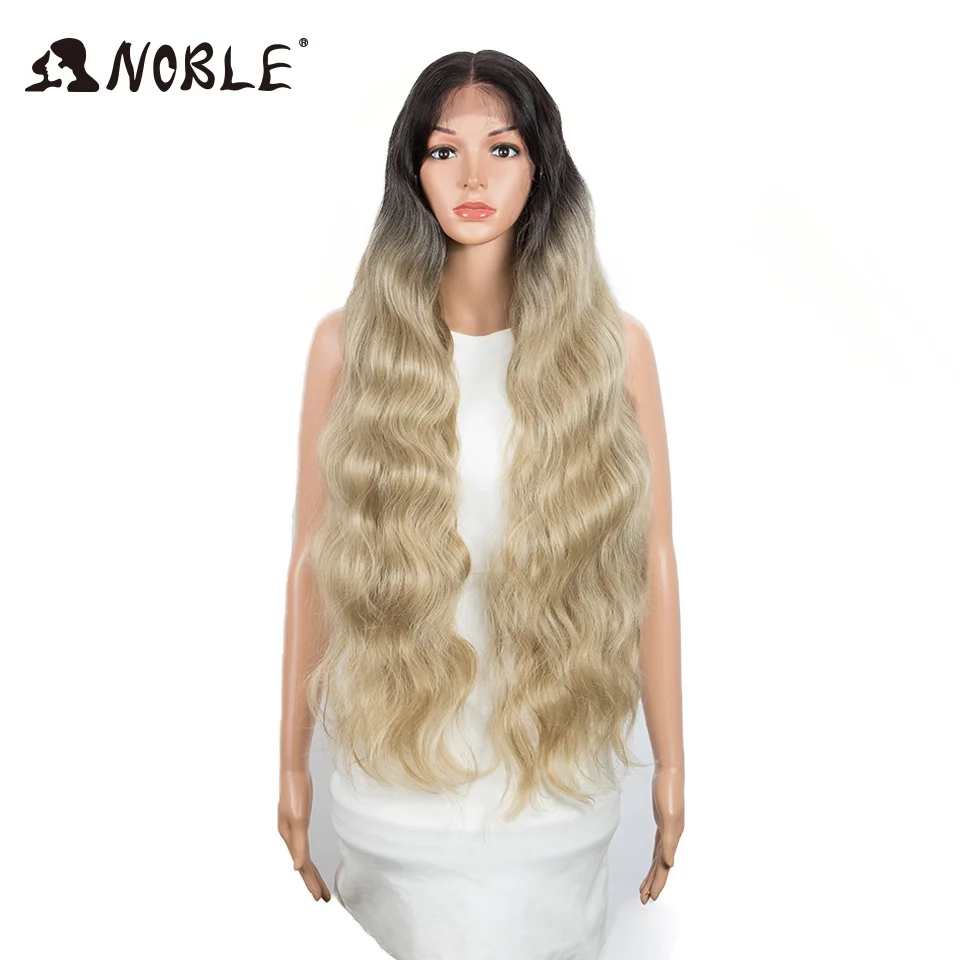 Perucas de Renda Sintética para Preto Dianteira do Laço Peruca do Laço Nobre Feminino Longa Peruca Ondulada 32 Polegada Cosplay Loira Ombre Sintético 28 negras peruca longa ondulada 32 Polegada loira