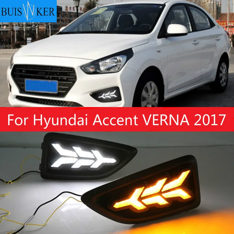 Дневные ходовые огни для Hyundai Accent VERNA 2017 светодиодный ные Противотуманные фары