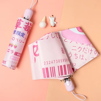 

New fully Automatic Sunny Umbrella Dual-use Cute INS Strawberry Pattern Folding Sunscreen Anti-ultraviolet Girl Parasol Umbrella