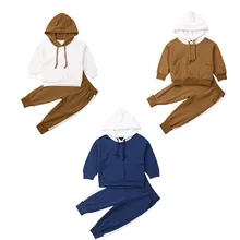 Зимняя теплая одежда для мальчиков и девочек 2-5 лет; повседневные топы с длинными рукавами; толстовки с капюшоном; комплект со штанами