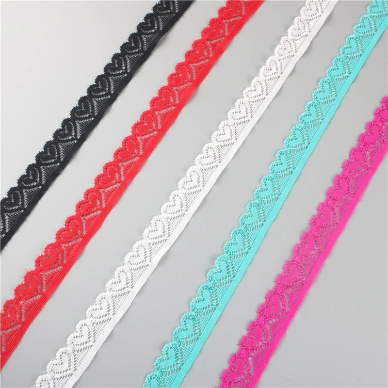 Lace Ribbon Lace Garment Accessories Lace Sewing Supplies Lace Decoration Lace Accessories Lace Sewing Accessories Elastic Lace Ribbon Tape 18mm wide Trims Heart-shaped Stretch Lace 5 yards For Sewing Decoration African Fabric