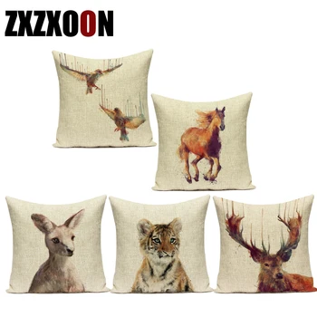 

Decorative Throw Pillows Case Animals Horse Tiger Deer Birds Sofa Home Cushion Cover Pillow Cover for Living Room Funda Cojines