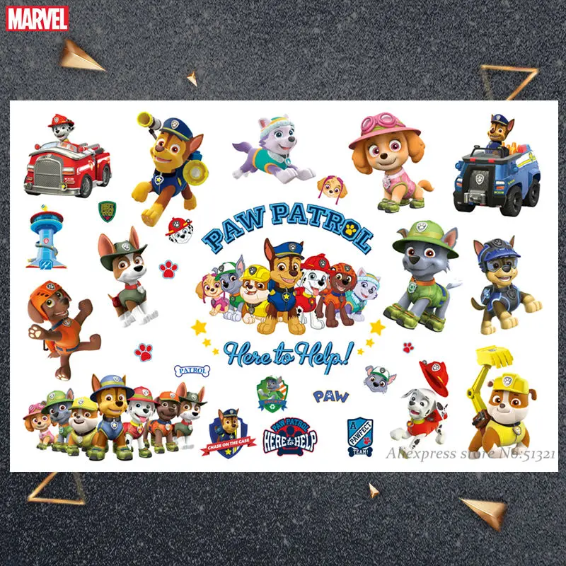 Paw Patrol Cartoon Temporary Tattoo Sticker For Boys Children Toys Tatoo Paper Paste Waterproof Party Kids Gift - Цвет: Темно-серый