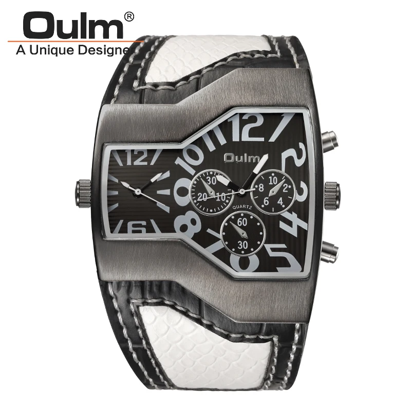 Orologio Sportivo Militare Da Uomo Oulm Al Quarzo - Doppio Movimento, Cassa In Acciaio E Cinturino In Pelle Blu - 3