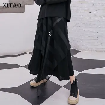 

XITAO Irregular Patchwork Mesh Skirt Women 2020 Fashion Korean Personality Elastic Waist Plus Size Midi Skirt New Spring DMY2659