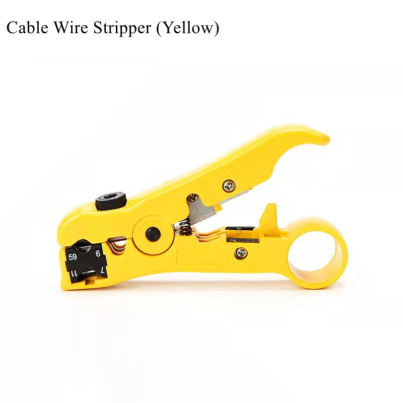 HTOC Universal Cable Wire Stripper Cutter Stripping Tool For Flat or Round UTP Cat5 Cat6 Wire Coax Coaxial (2 Colors) telephone cable tracer Networking Tools