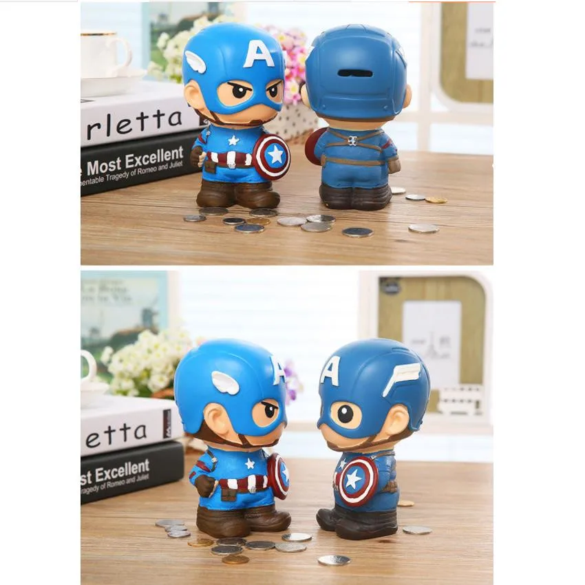 Мультфильм Marvel супергерой Капитан Америка Косплей Реквизит каваи монета копилка для детей смолы экономии горшок украшения подарки