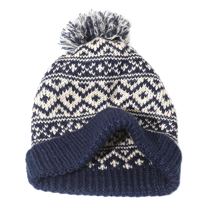 Winter Hats For Women To Keep Warm Pompoms Natural Knit Hat Women Beanie Cotton Fluffy Hat Hedging  Cap Variegated Plaid Cap New 2