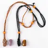 Adjustable Wax Rope Hemp Macrame Necklace Rough Net Bag Pendant DIY Home Decor Energy Stone Crystal Stone Hanging Accessories 2
