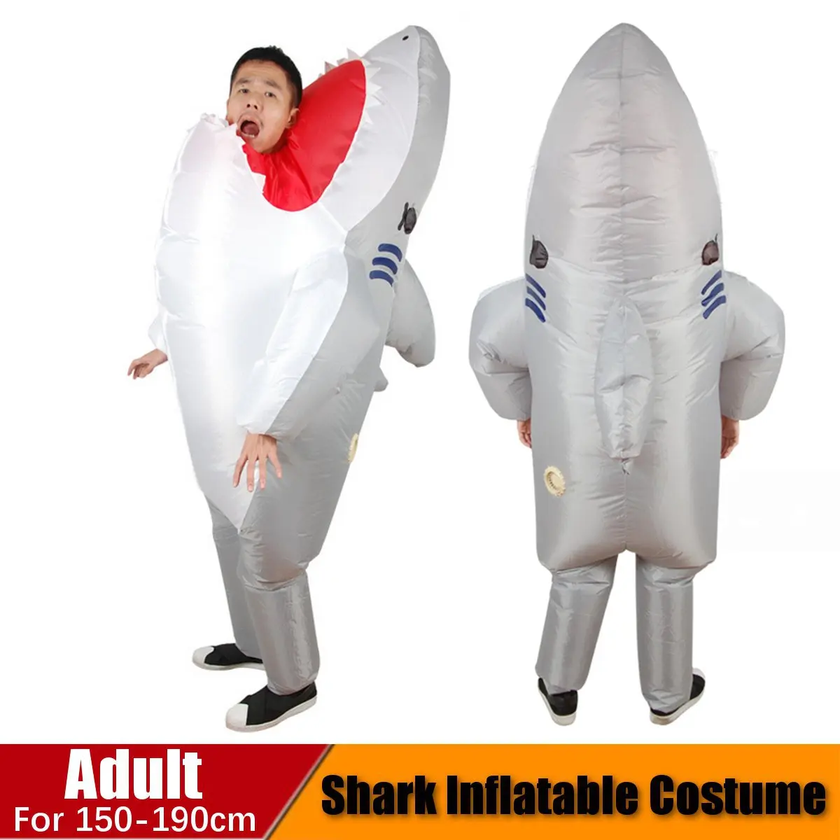 

Adults Shark Inflatable Costume Blow Up Halloween Cosplay Fancy Party Dress Outfit Funny Animal Inflatable Clothes Dance Props