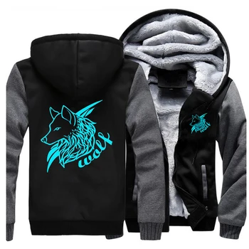 

Wolf Moon Sweatshirts Men Winter Fleece Print Thick Hoodies Jacket Hoddie Streetwear Sportswear