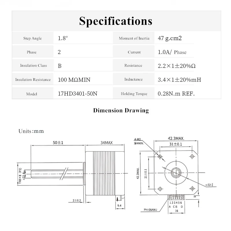 Linear stepper motor NEMA 17 stepper motor with lead screw 50-100mm Tr8*2 2mm lead 2mm pitch