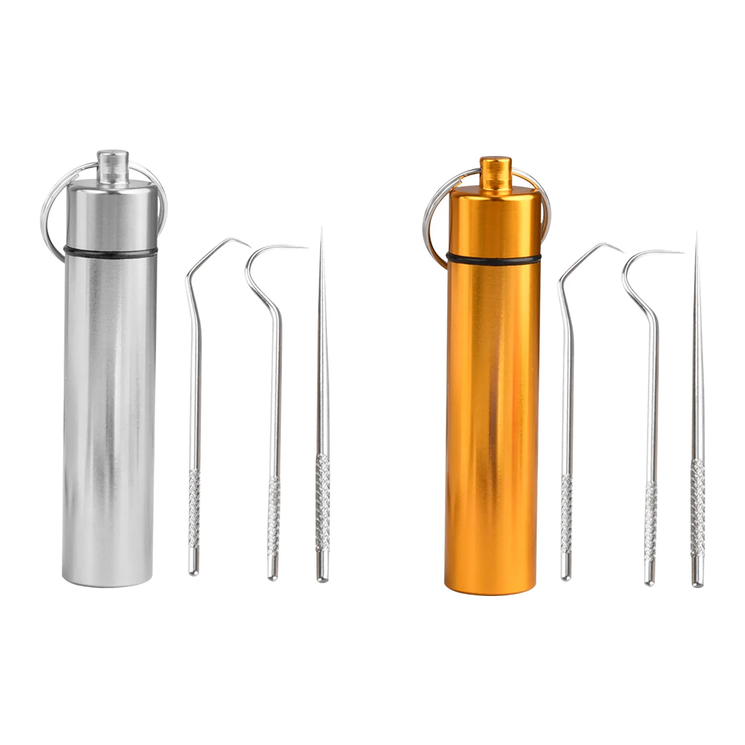 3Pcs Toothpicks Pocket Set Outdoor Edc Portable Multi-Purpose Toothpick Fruit Fork Camping Tool Toothpick Storage Tube
