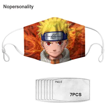 

Nopersonality Cartoon Naruto Printed Men Boys Mouth Masks Women Reusable Face Mask with 7pcs Filters Anti Dust/Haze Mouth-muffle