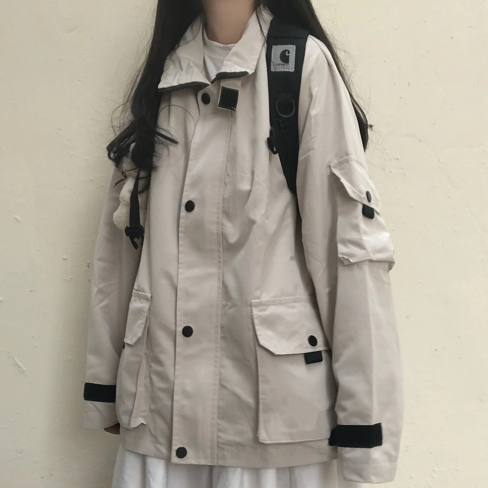 Neploe Harajuku, утолщенная Женская Куртка карго, Осень-зима, корейское пальто большого размера,, средней длины, BF, стиль сафари, верхняя одежда, 55763