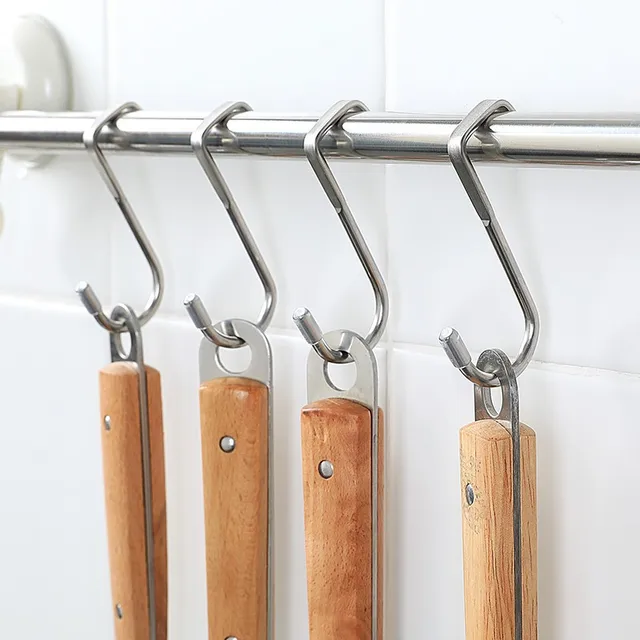 1Pc S-Type Ajtó Fogas Horgos Rozsdamentes Acél Ingyenes Lyukasztó Nyomkövetés Nélkül Hook Falra Szerelt Horgok - Image 3