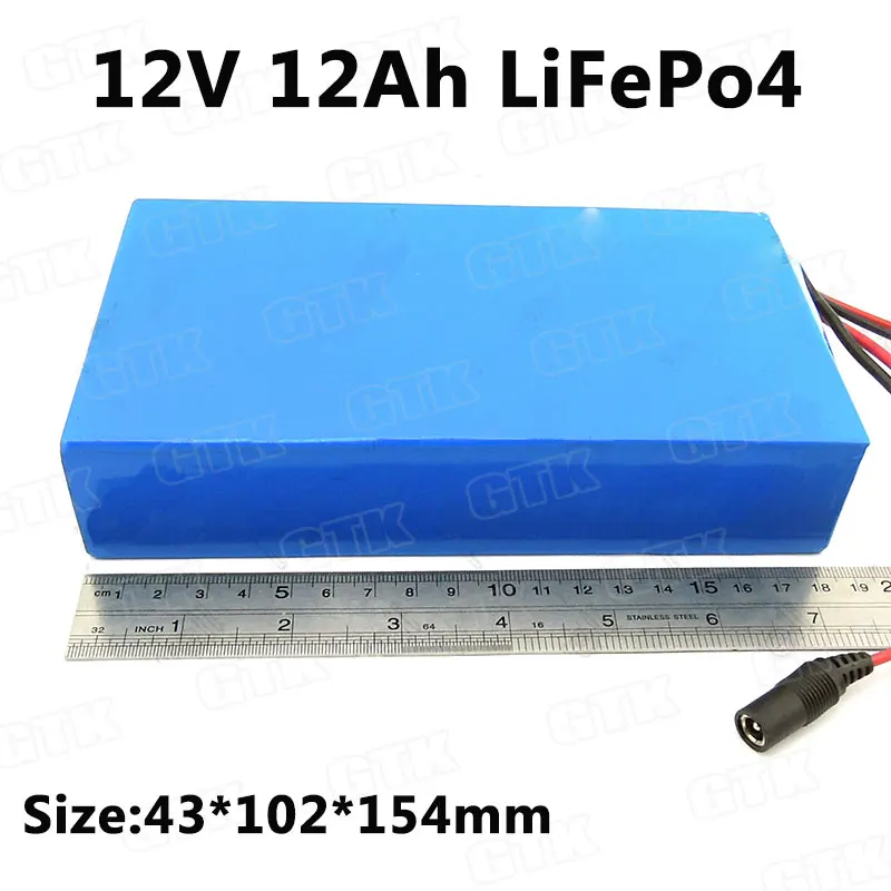 12ah lifepo4 12v аккумулятор постоянного тока источник питания 12В 10Ah портативный аккумулятор для мотоцикла 30A высокий разряд для e-скутера+ 3A зарядное устройство