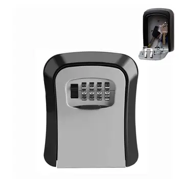 

Aluminum Alloy 4 Digit Key Safe Security Storage Lock Box Combination Wall Mount Organizer Key Lock Box Indoor Outdoor