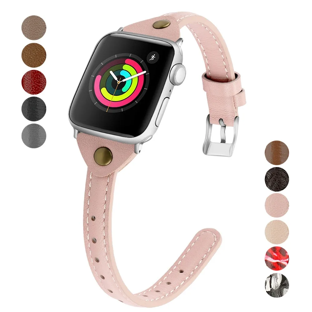 Ремешки для Apple Watch 38 мм 40 мм 4 44 мм кожаный браслет для Apple Watch ремешок 5 4 3 2 1 для iWatch серии 42 мм женские ремешки