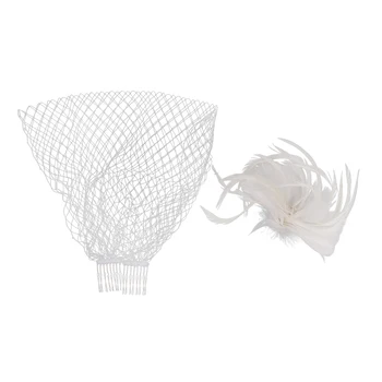 

Bridal Wedding Feather Fascinator Hairpin Headband With Comb Veil 2