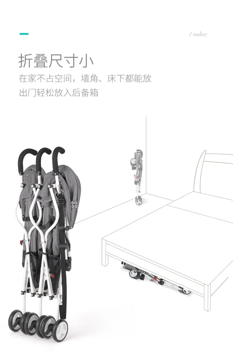 Мини-коляска с зонтиком, дышащая, может лежать, складная, переносная, легкая, четыре сезона, универсальная, двойная тележка