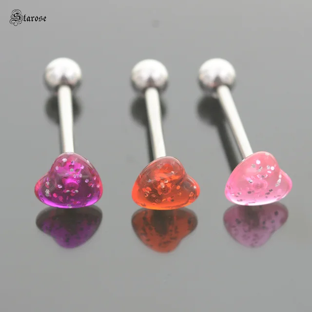 Piercing Per Lingua In Acciaio E Acrilico - 5 Pezzi Colorati - 14G - Foto 14