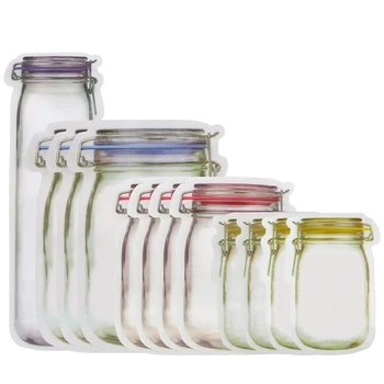 

Mason Jar Zipper Bags,Food Snack Sandwich Zipper Closure Bags,Reusable Airtight Seal Food Storage Bags,Leakproof Food
