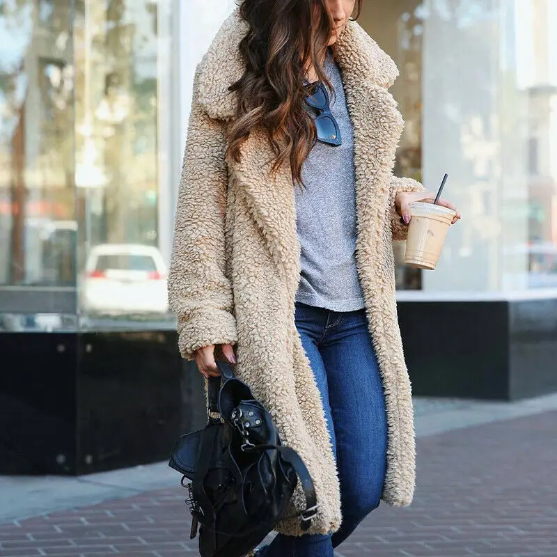 Goede Fashion Lange Faux Bontjas Vrouwen Herfst Winter Warm Soft Teddy Jas Uitloper Casual Bont Jas Vrouwelijke Pocket Overjas