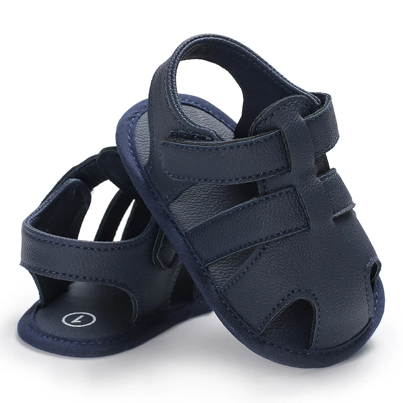 2021 NEW 0-18Months Kids Newborn Baby Boys Fashion Summer Soft Crib Shoes First Walker Anti Slip Sandals Shoes Soft Sole