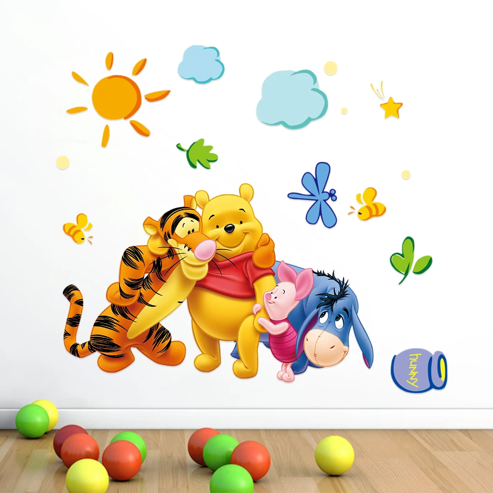Cartoon Anime Winnie the Pooh and Friends Wall Sticker Kids Room Home Decor Cartoon Bear Tiger Pig  Animal Wall Sticker Decal