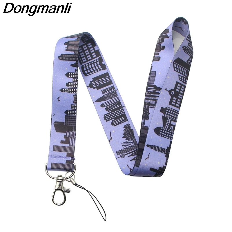 PC196 Ночной городской брелок Lanyards держатель удостоверения личности ID карта Пропуск Тренажерный зал мобильный телефон USB бейдж ключ держатель