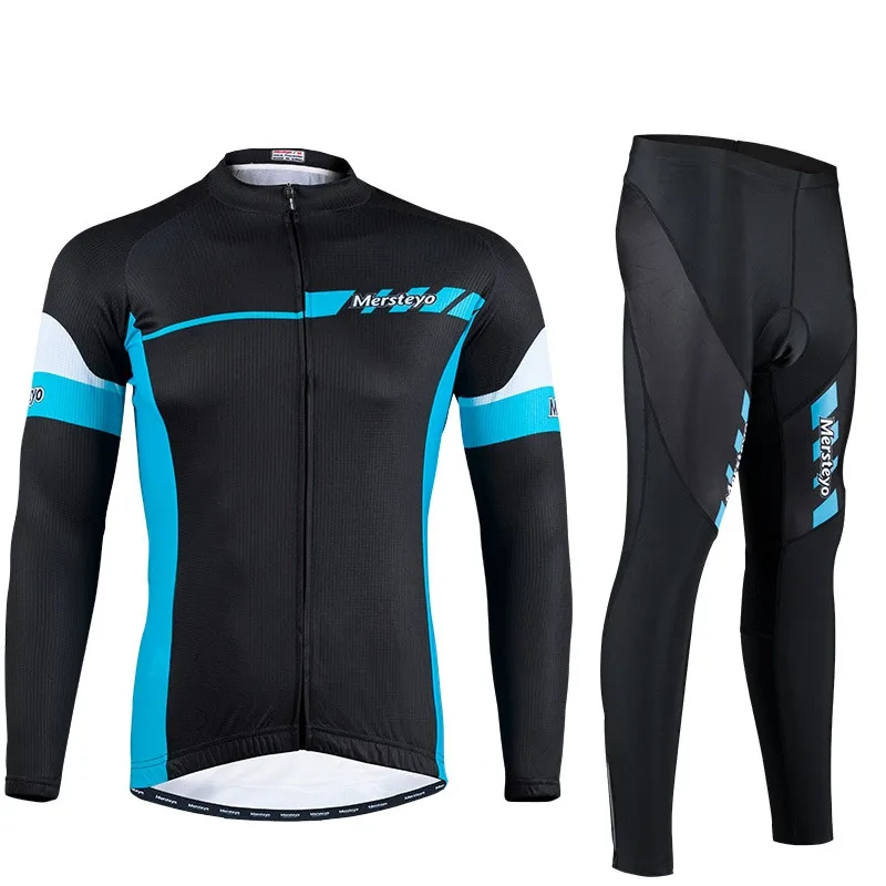 H021 II Blue Black Наборы Джерси для велоспорта для мужчин велосипед длинный рукав, дышащий Открытый 3D гель мягкий быстросохнущая велосипедная одежда Одежда наборы для велоспорта - Цвет: H021 II Blue Black