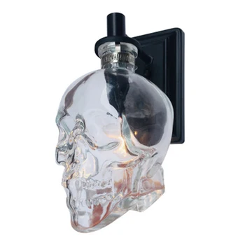 

Retro Human Skull Transparent Glass Wall Lamp Home Bedroom Restaurant Personality Decoration E14 LED Bulb Lighting