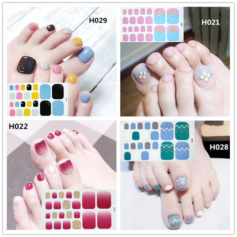 

1sheet Toenail Sticker Full Toe Nail Wraps Art Polish Stickers Self-adhesive False Nail Design Manicure for Women Girls