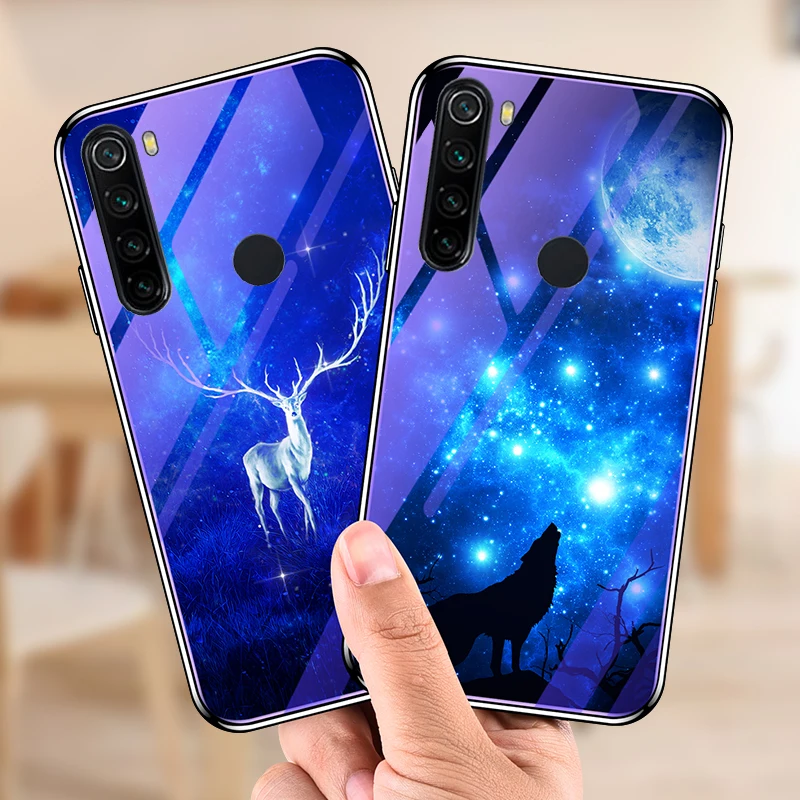 Для Xiaomi redmi note 8T чехол Молодежный роскошный глянцевый чехол из закаленного стекла с мягкой силиконовой рамкой для redmi note 8 Модный чехол 6,3"