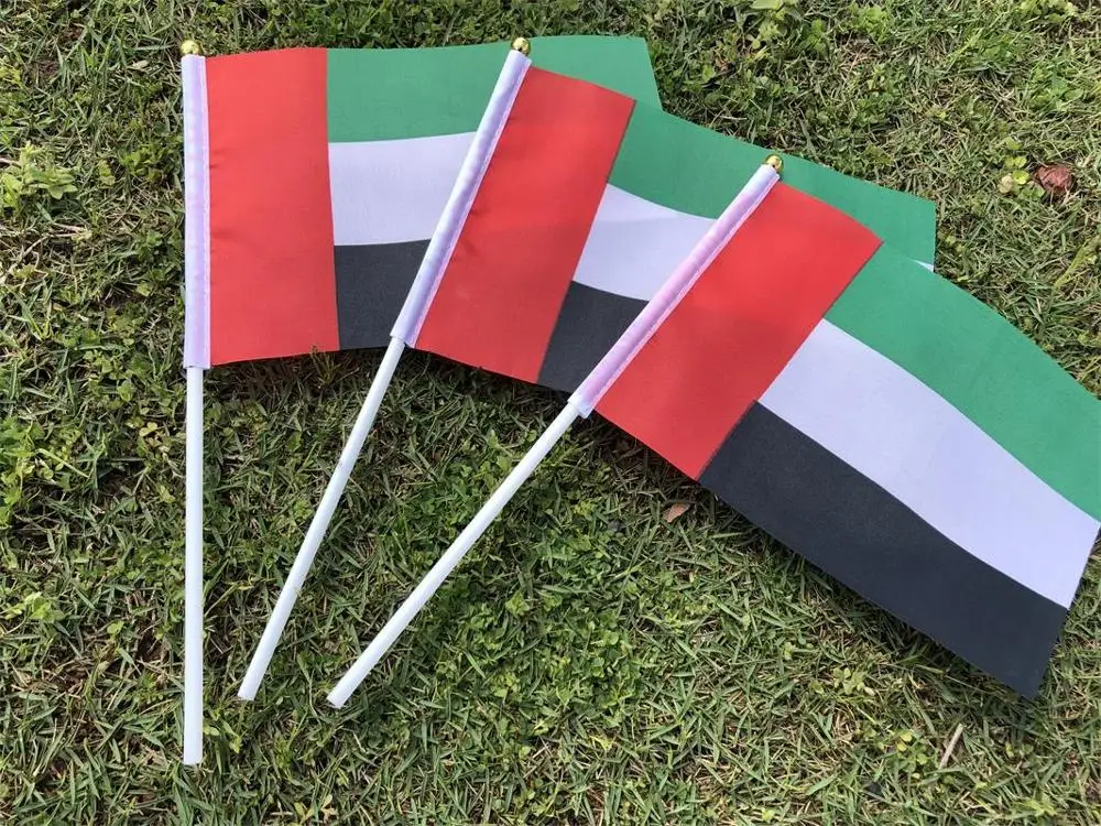 14x21cm 20 piece UAE flag holding plastic flagpole waving event parade sports home decoration | Дом и сад