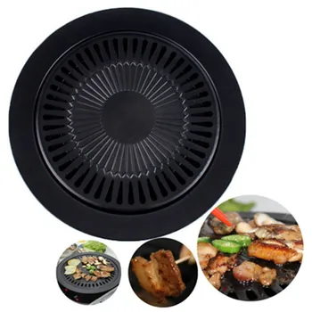 

BBQ Tools 2020Hot Barbecue plate Round Iron Korean BBQ Grill Plate Barbecue Non-stick Pan Set with Holder Set