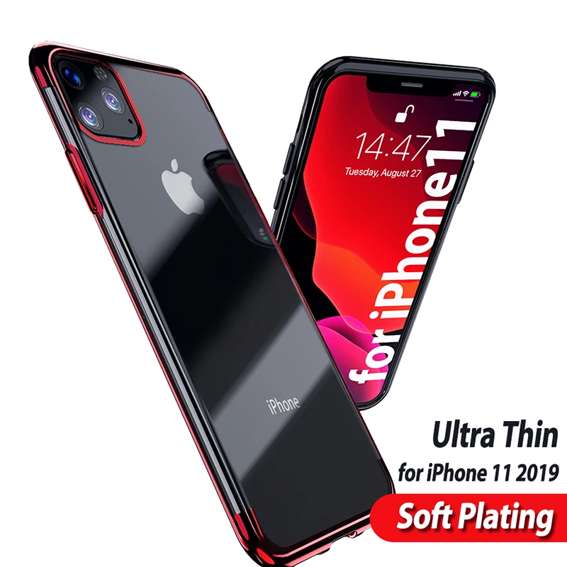 

Plating Case for iPhone 11 pro Max Phone Cover Case Clear TPU Silicon Protective Case for iPhone 11 Max XI X XR XS Max Case