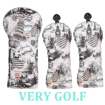 

3pcs Golf Head Cover Soft Polyester Leather with USA Style Monroe Pattern 1pc Driver + 2pcs FW Headcover With Tag No 3 5 7 x