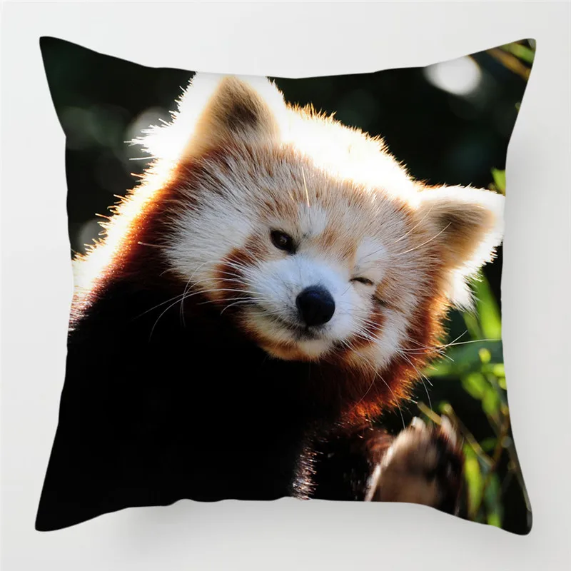 Fuwatacchi Cute Raccoon Cushion Cover 45x45cm Wild Bird Printing Pillowcase for Home Sofa Bed Chair Decorative Pillows Covers