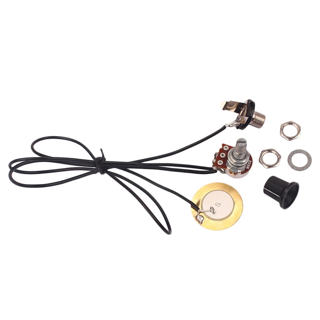 Prewired Piezo Pickup with Volume Control Knob for Cigar Box Guitar Parts
