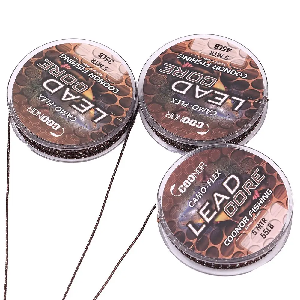 35lb 45lb 55lb 5 м рыболовная леска Leadcore камуфляжная кофейная карповая плетеная для