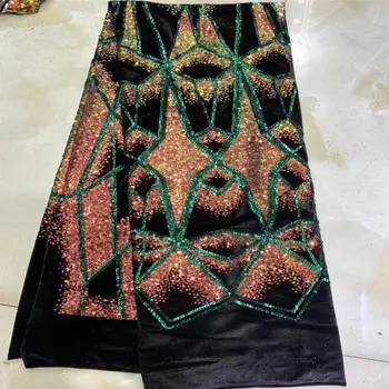 

2019 High Quality Sequence French Tulle Mesh Nigerian Sequins Lace Swiss Voile African Sequence Lace Fabric for Dress 5yards