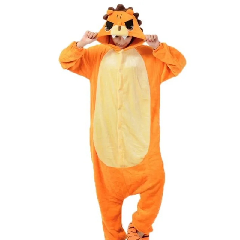 HKSNG Adult Lion Kigurumi Onesies Animal Pajamas Sleepwear Party Cosplay Costumes Cartoon Jumpsuits Suit |