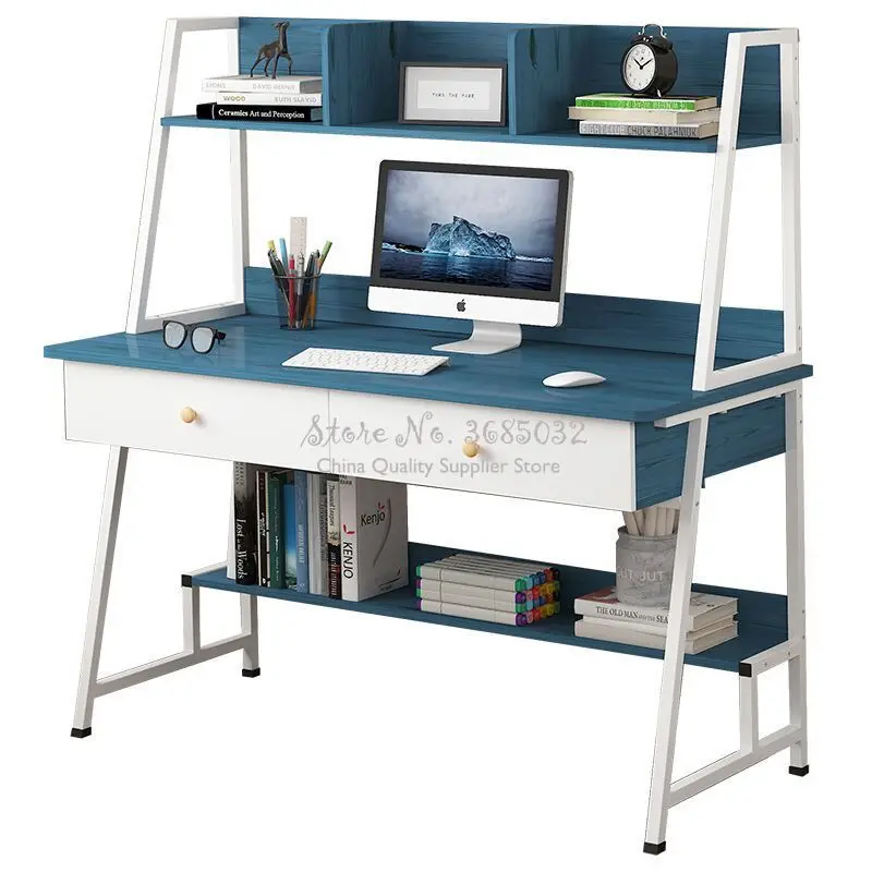 Simple Modern Woden Computer Desk Combination Steel Frame Tables