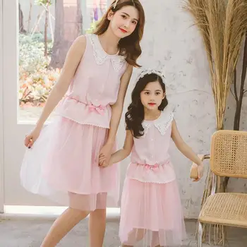 

Kids Girls Dresses Spring Summer 2020 New Princess Sleeveless Casual Dress Lace Bow Mesh Patchwork Girl Party Dress 3 To 20 Year