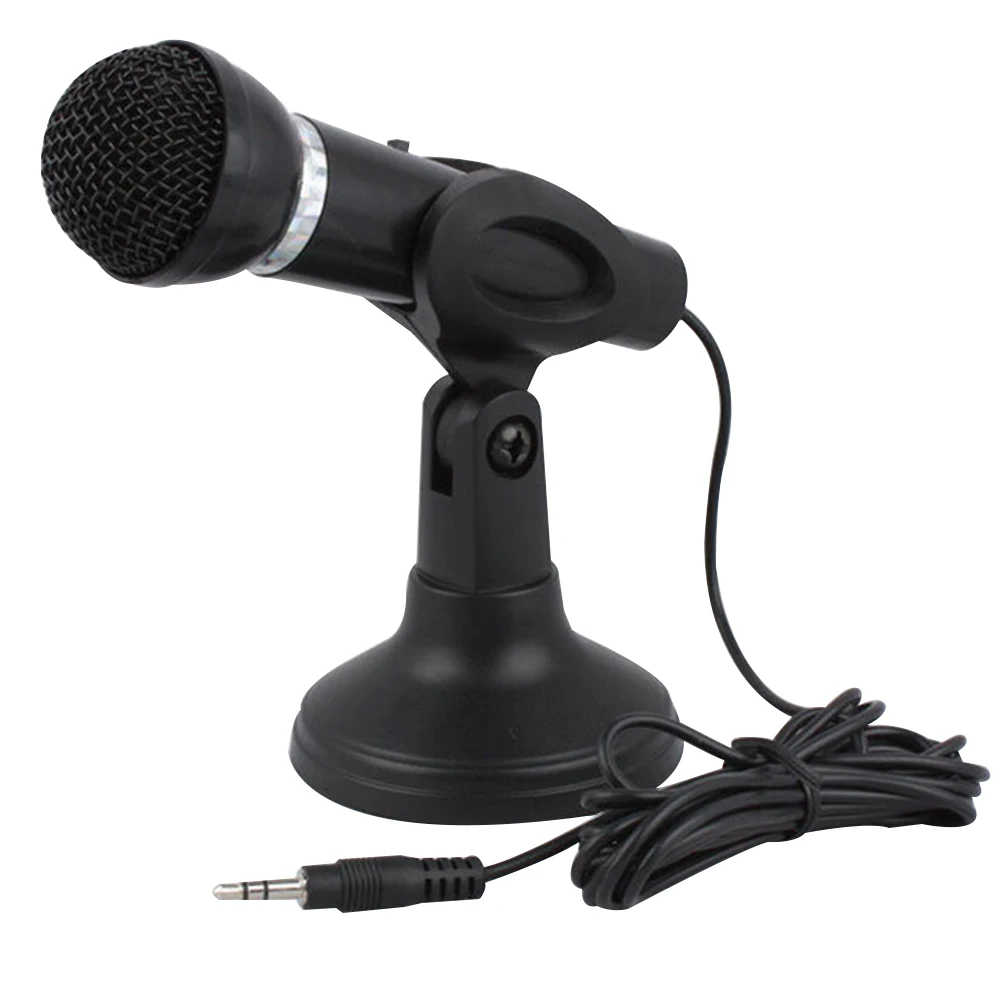

3.5mm 180 Degree Rotatable Wired Handheld Singing Computer Laptop Microphone Adjustable Portable Teaching Desktop Stand Karaoke